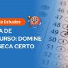 Guia de estudos sobre banca de concurso com foco em dominar a lei seca, apresentando um cérebro ilustrado com martelo de juiz e um cartão de respostas sendo preenchido ao fundo.