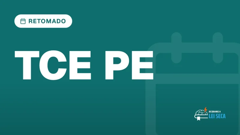 Capa do artigo "Concurso TCE PE: Provas em 23 e 30 de Agosto" — RETOMADO